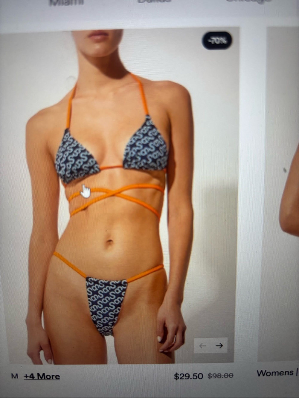SOLID & STRIPED Orange-Strap blue pattern Triangle Bikini